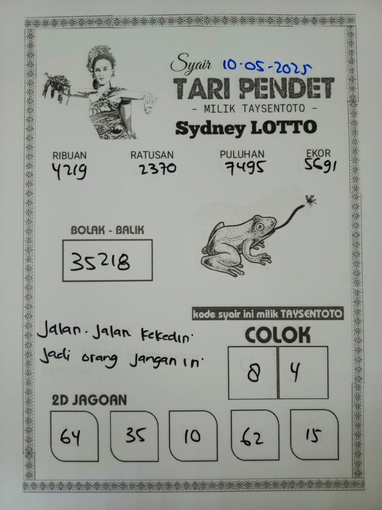 Syair Tari Pendet Sydney Hari ini Sabtu, 10 Mei 2025