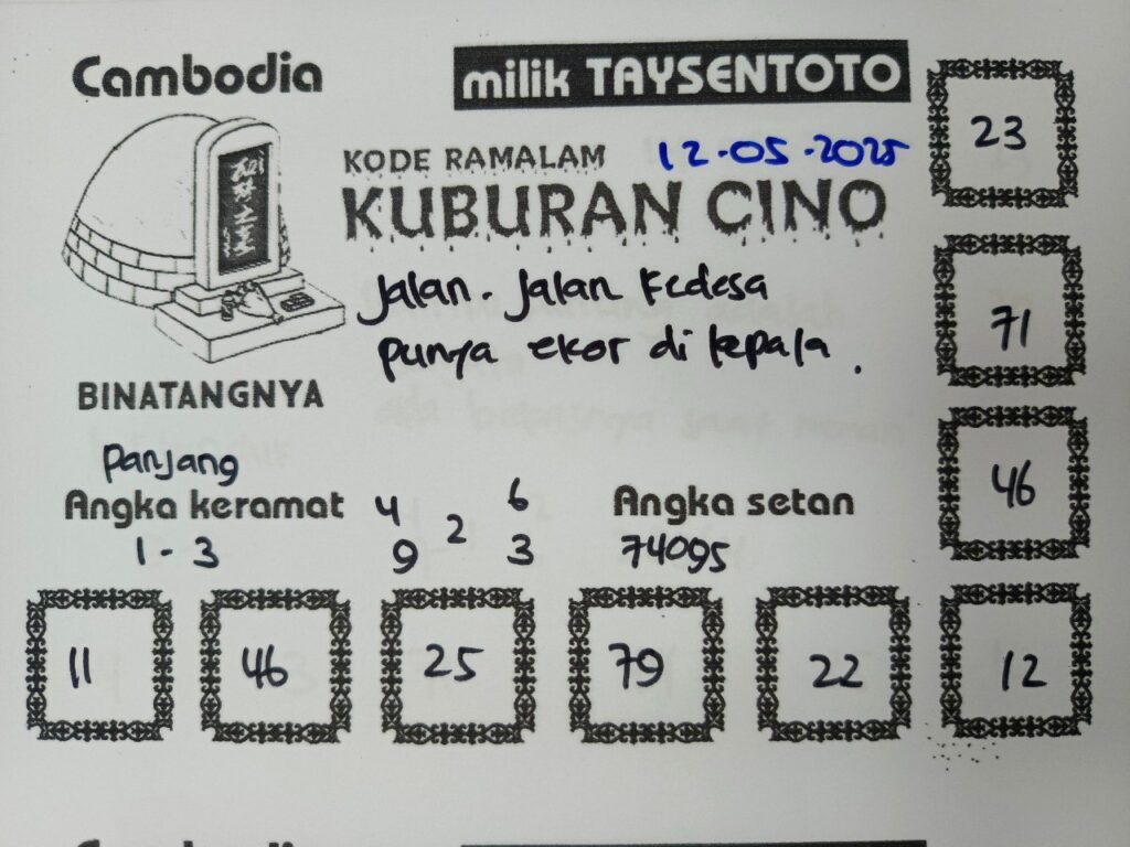 Syair Kuburan Cino  Cambodia Hari Ini Senin, 12 Mei 2025