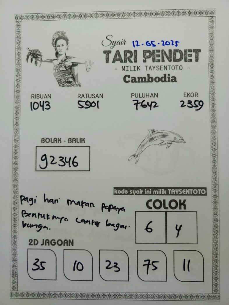 Syair Tari Pendet Cambodia Hari Ini Senin, 12 Mei 2025