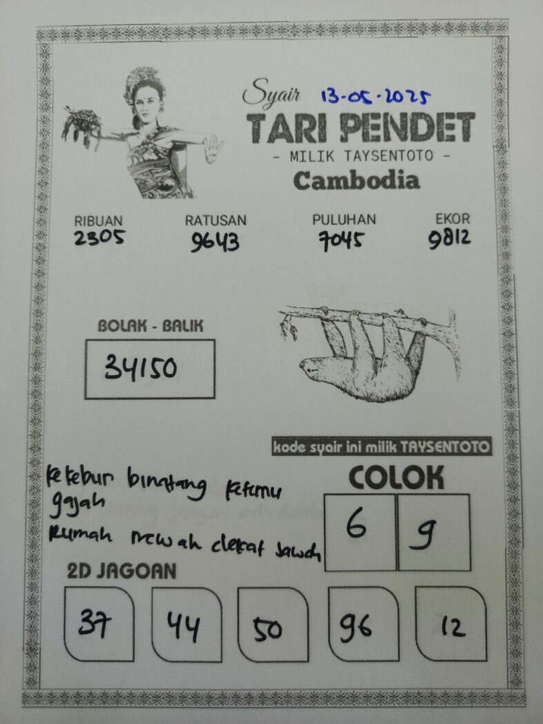 Syair Tari Pendet Cambodia Hari Ini Selasa, 13 Mei 2025
