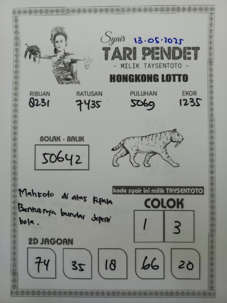 Syair Tari Pendet HK Hari Selasa, 13 Mei 2025