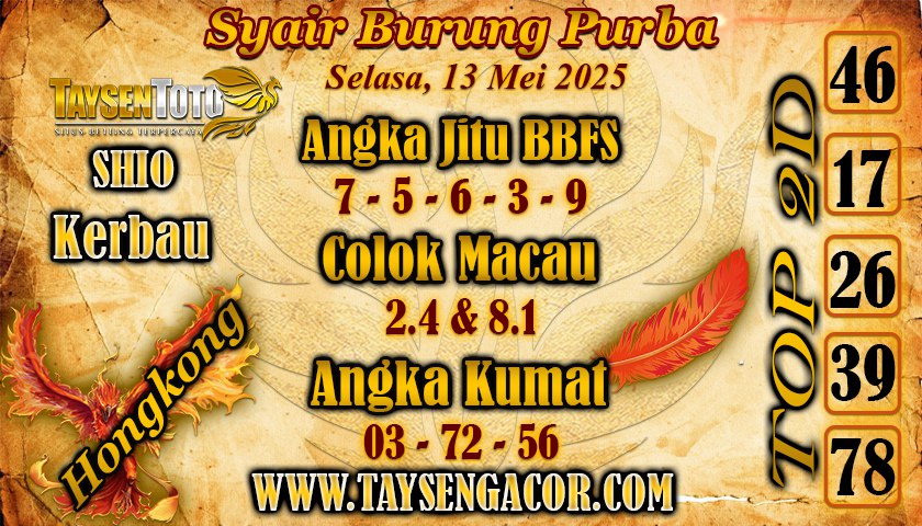 Syair Burung Purba HK Hari Selasa, 13 Mei 2025