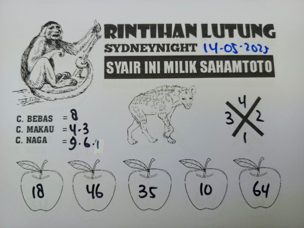 Syair Rintihan Lutung SydneyNight Hari ini Rabu, 14 Mei 2025