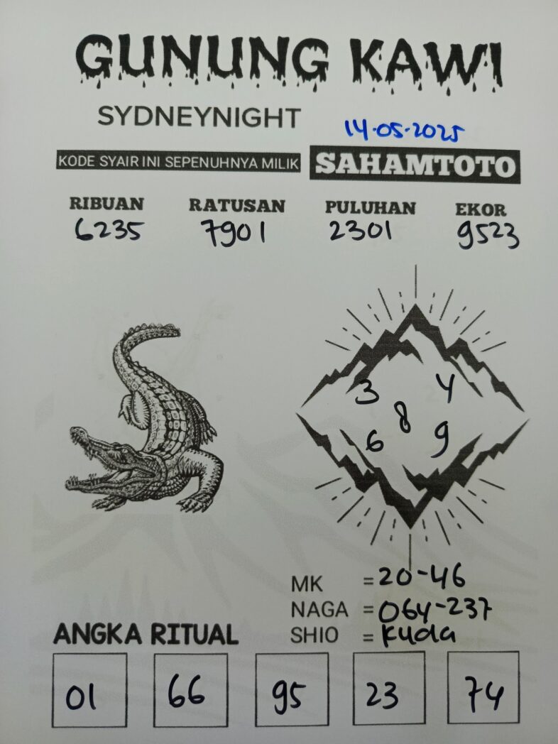 Syair Gunung Kawi SydneyNight Hari ini Rabu, 14 Mei 2025