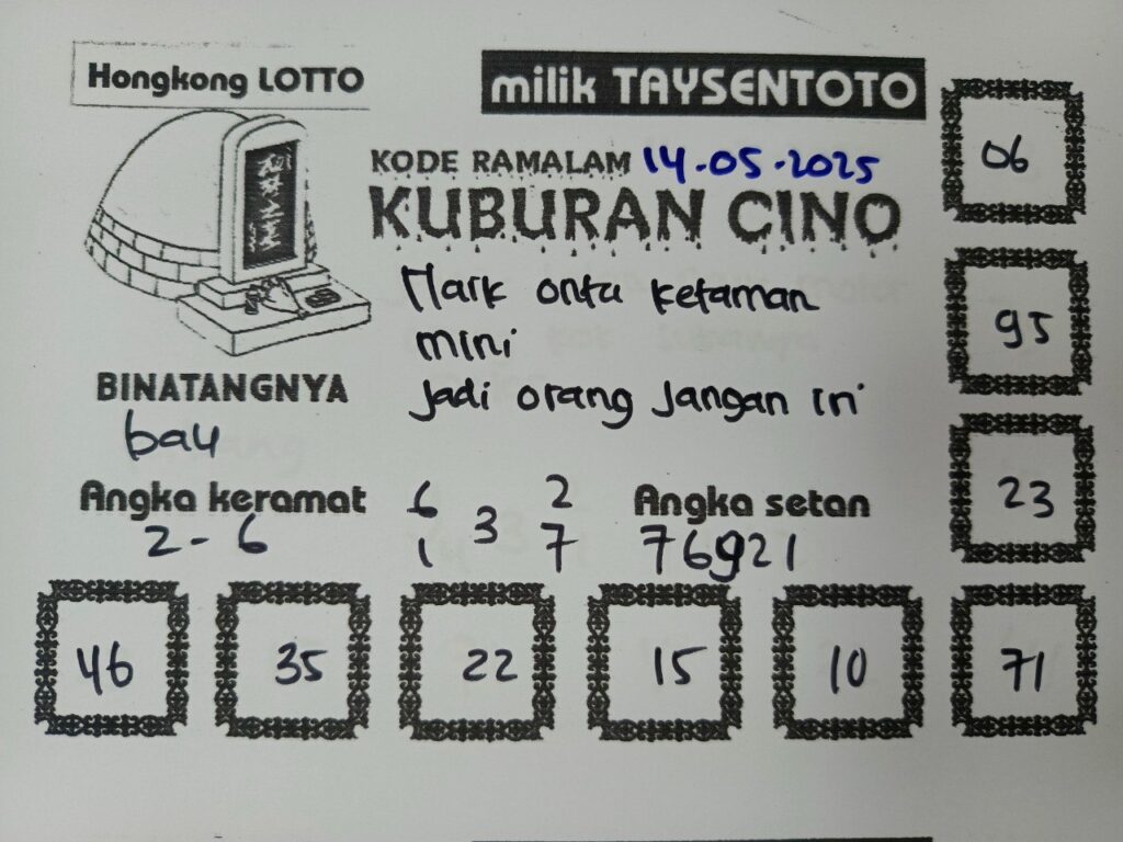 Syair Kuburan Cino HK Hari Rabu, 14 Mei 2025