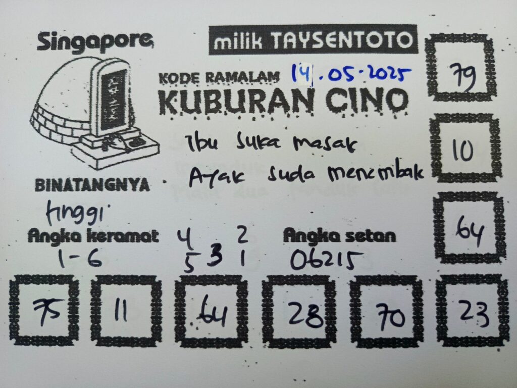 Syair Kuburan Cino SGP Hari ini Rabu, 14 Mei 2025
