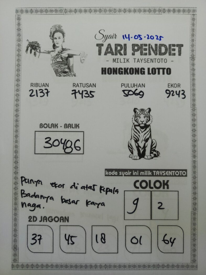 Syair Tari Pendet HK Hari Rabu, 14 Mei 2025