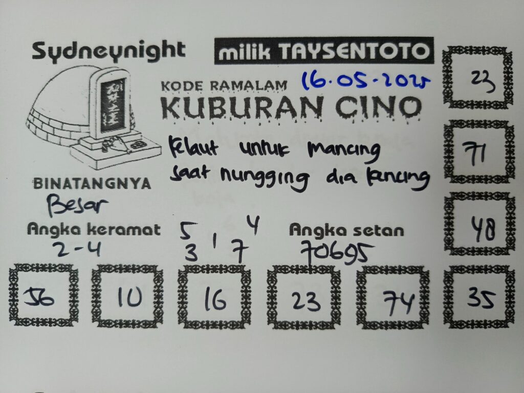 Syair Kuburan Cino SydneyNight Hari ini Jumat, 16 Mei 2025