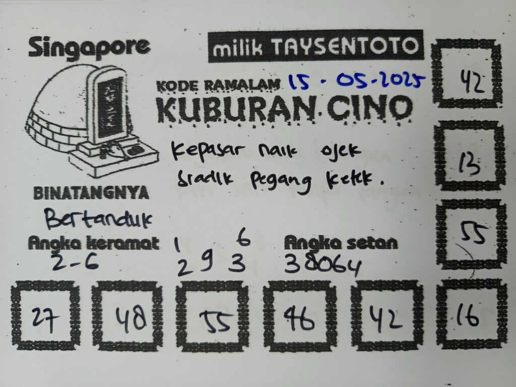 Syair Kuburan Cino SGP Hari ini Kamis, 15 Mei 2025