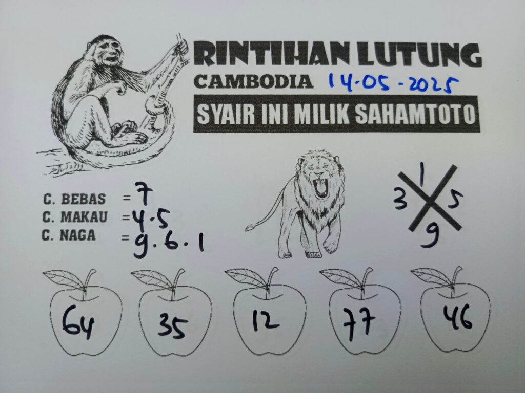 Syair Rintihan Lutung Cambodia pools Hari Ini Rabu 14 MEI 2025