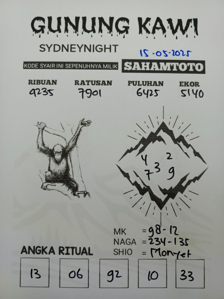 Syair Gunung Kawi SydneyNight Hari ini Kamis, 15 Mei 2025