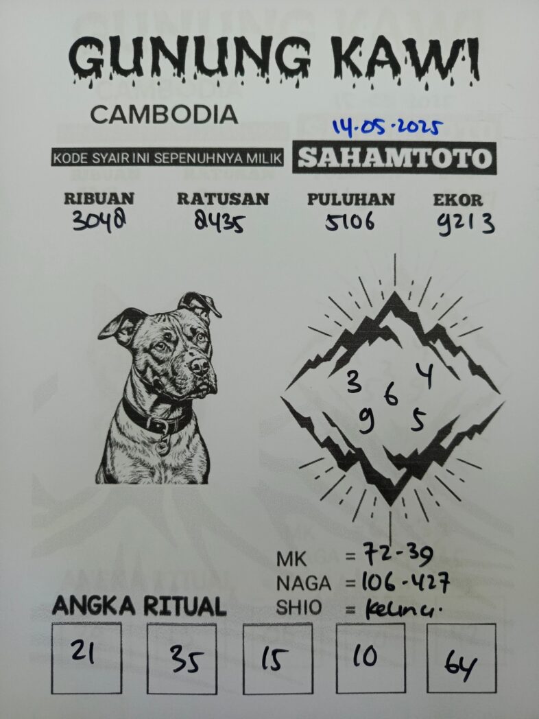 Syair Gunung Kawi Cambodia pools Hari Ini Rabu 14 MEI 2025