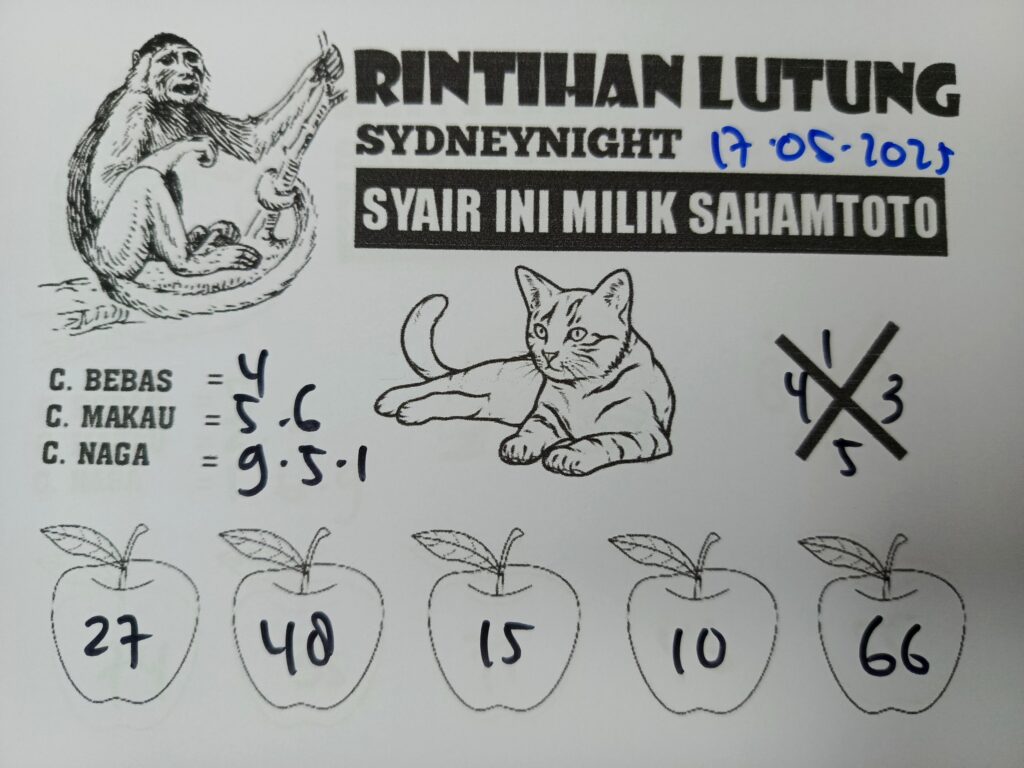 Syair Rintihan Lutung SydneyNight Hari ini Sabtu, 17 Mei 2025