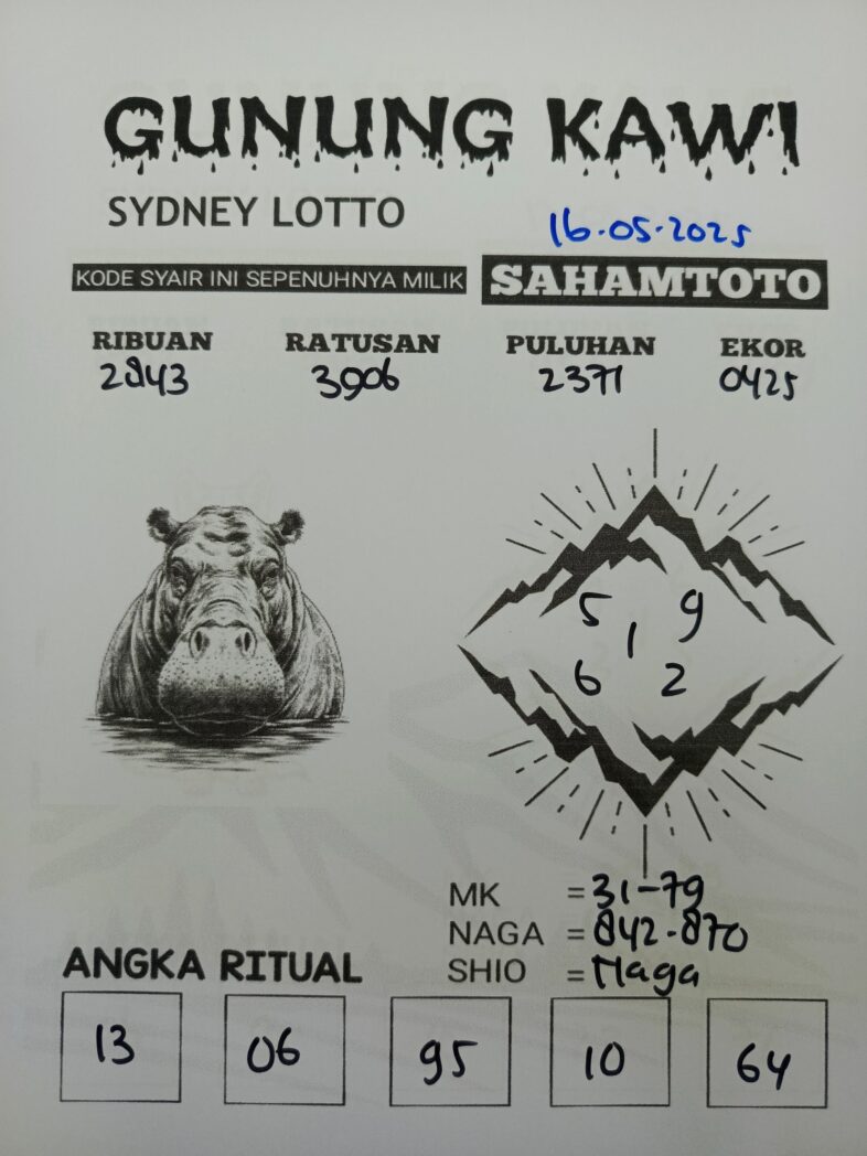 Syair Gunung Kawi SYDNEY LOTTO Hari Ini Jumat, 16 Mei 2025