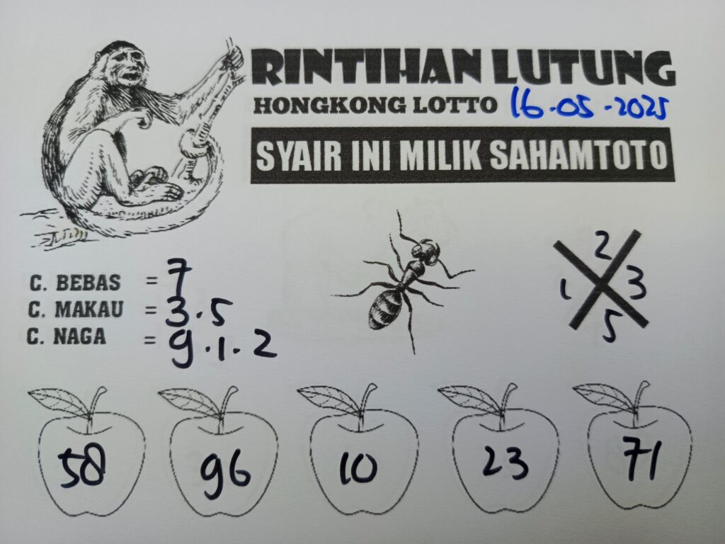 Syair Rintihan Lutung HONGKONG LOTTO Hari Ini Jumat, 16 Mei 2025