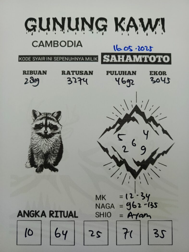 Syair Gunung Kawi Cambodia pools Hari Ini Jumat, 16 Mei 2025