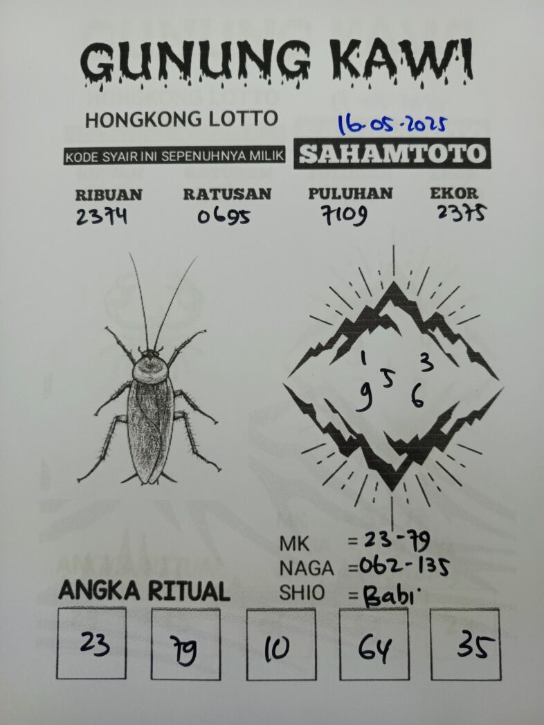 Syair Gunung Kawi HONGKONG LOTTO Hari Ini Jumat, 16 Mei 2025