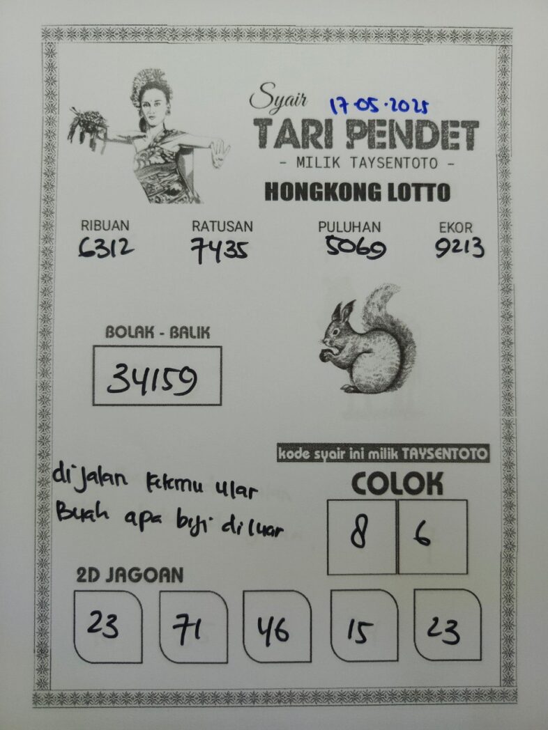 Syair Tari Pendet HK Hari Sabtu, 17 Mei 2025