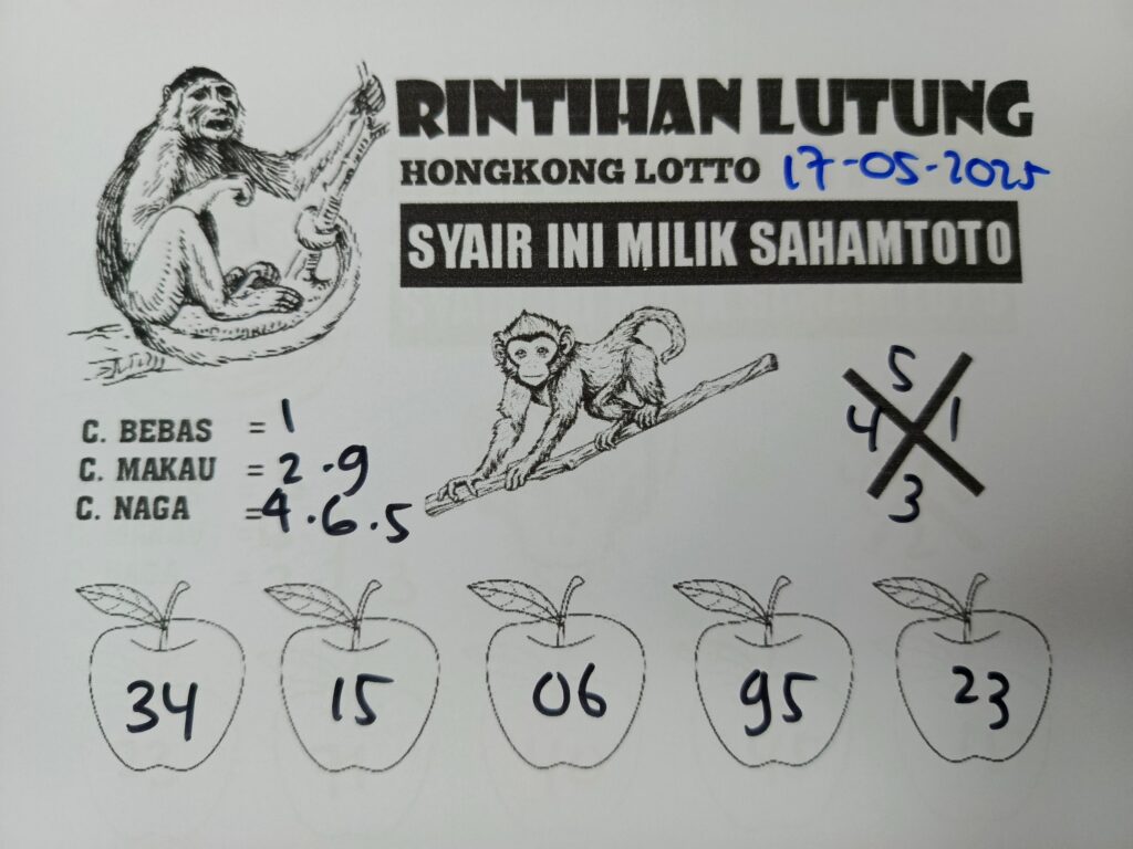 Syair Rintihan Lutung HONGKONG LOTTO s Hari Ini Sabtu, 17 Mei 2025