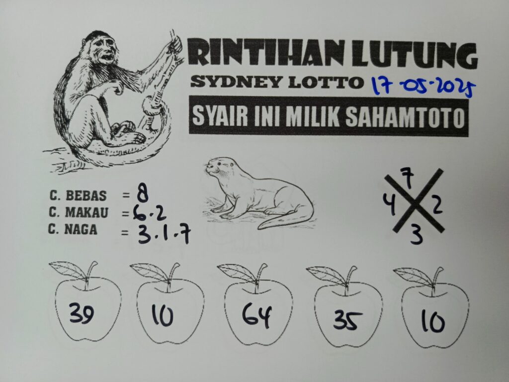 Syair Rintihan Lutung SYDNEY LOTTO Hari Ini Sabtu, 17 Mei 2025