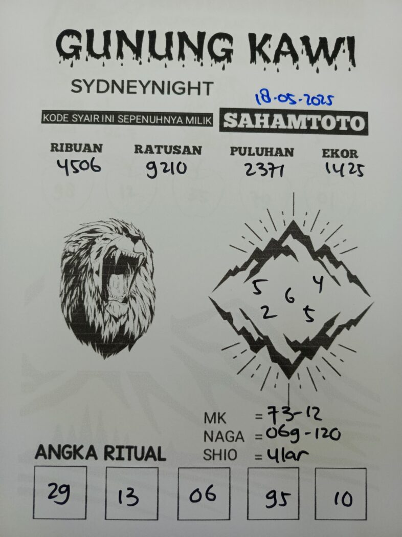 Syair Gunung Kawi SydneyNight Hari ini Minggu, 18 Mei 2025
