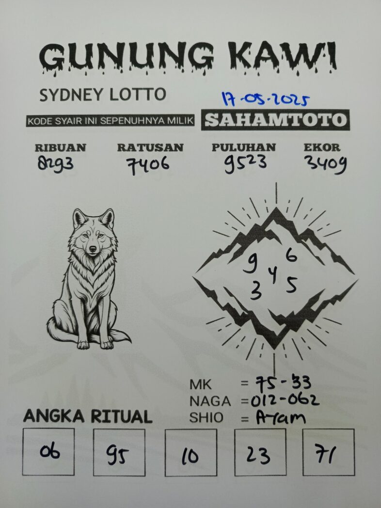 Syair Gunung Kawi SYDNEY LOTTO Hari Ini Sabtu, 17 Mei 2025