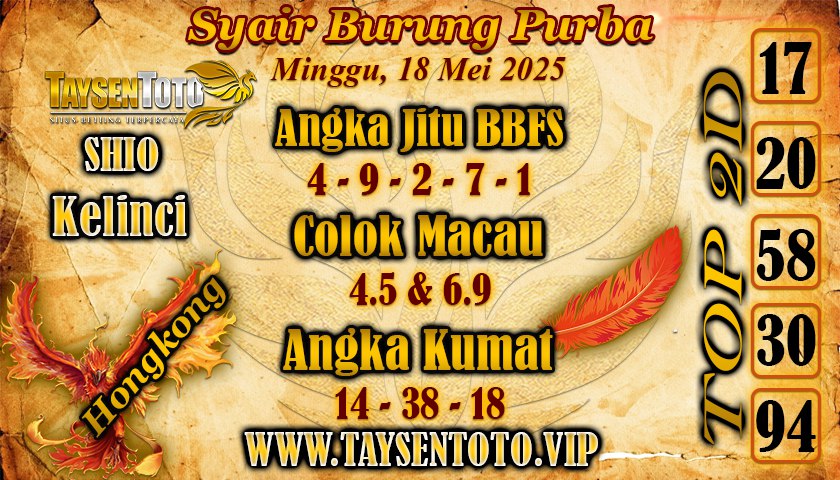Syair Burung Purba HK Hari Minggu, 18 Mei 2025
