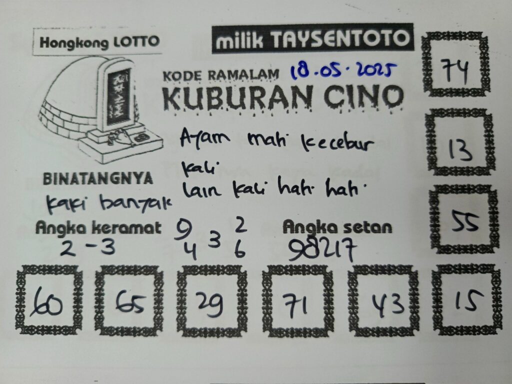 Syair Kuburan Cino HK Hari Minggu, 18 Mei 2025