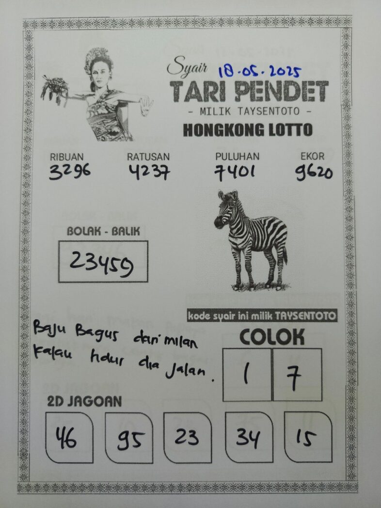 Syair Tari Pendet HK Hari Minggu, 18 Mei 2025