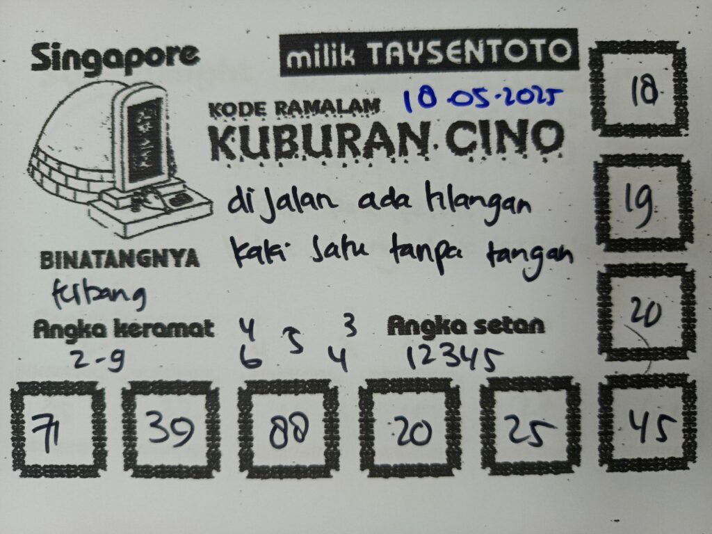 Syair Kuburan Cino SGP Hari ini Minggu, 18 Mei 2025
