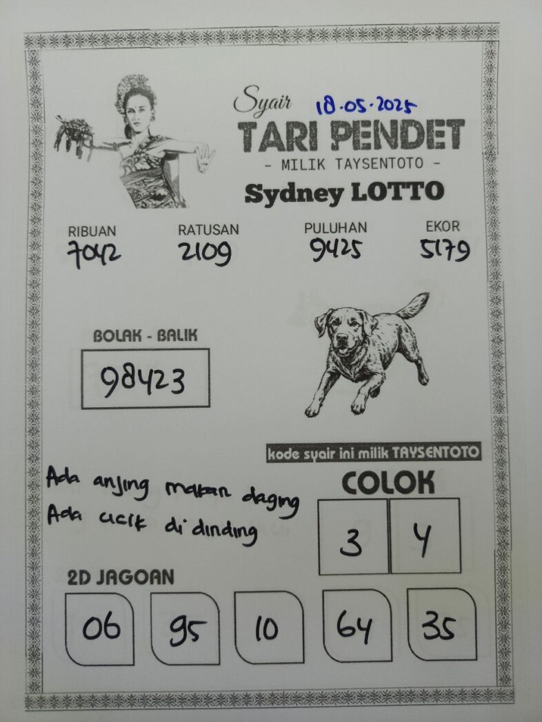 Syair Tari Pendet Sydney Hari ini Minggu, 18 Mei 2025