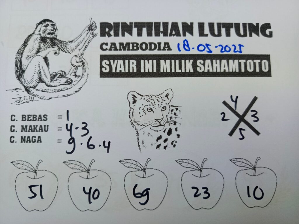 Syair Rintihan Lutung Cambodia pools Hari ini Minggu, 18 Mei 2025