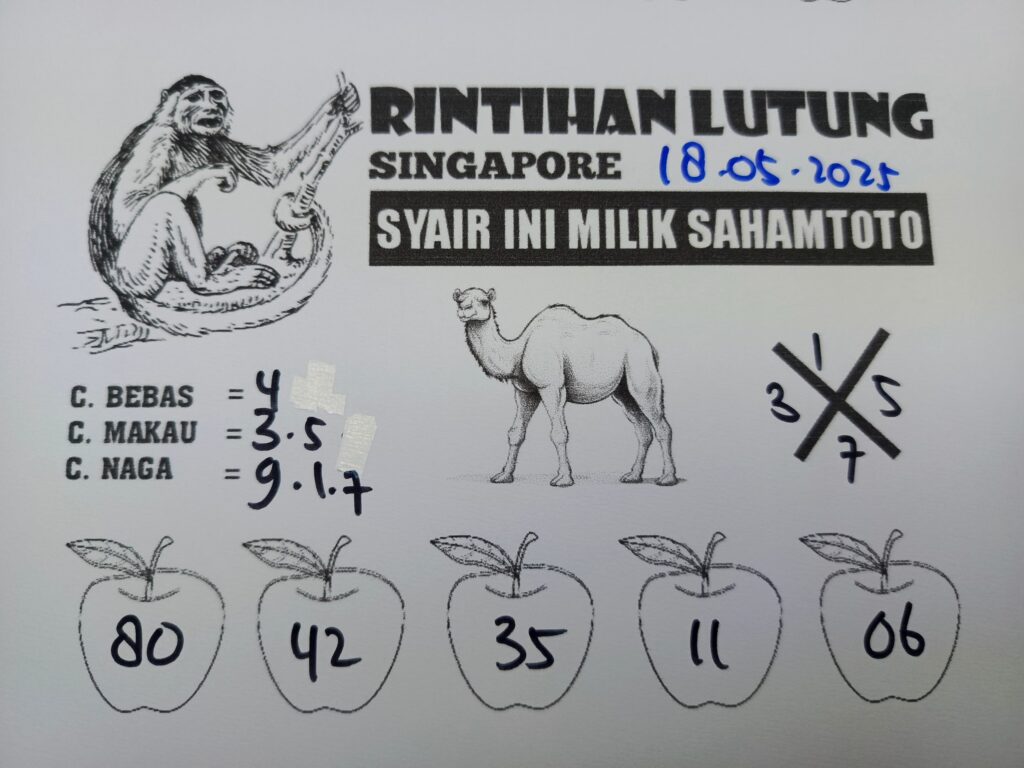 Syair Rintihan Lutung SINGAPORE Pools Hari ini Minggu, 18 Mei 2025