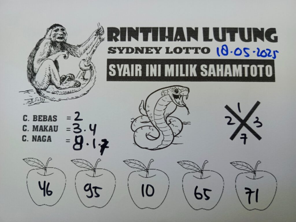 Syair Rintihan Lutung SYDNEY LOTTO Hari ini Minggu, 18 Mei 2025