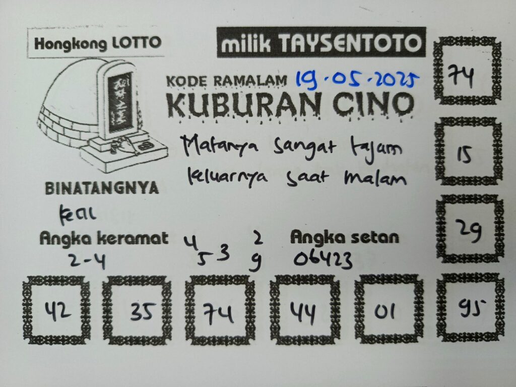 Syair Kuburan Cino HK Hari Senin, 19 Mei 2025