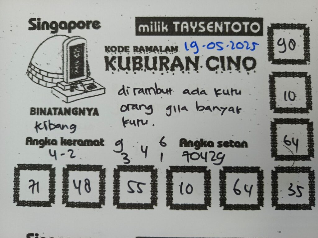 Syair Kuburan Cino SGP Hari ini Senin, 19 Mei 2025