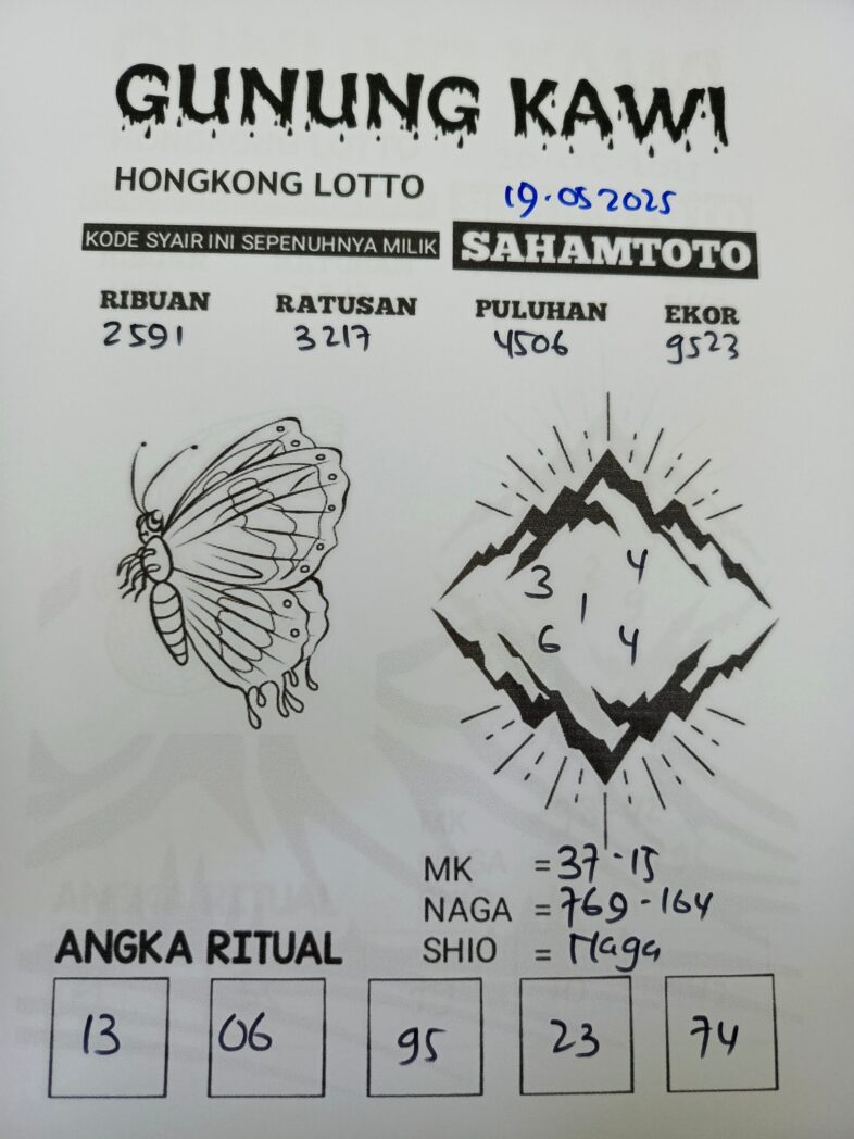 Syair Gunung Kawi HONGKONG LOTTO Hari Ini Senin, 19 Mei 2025
