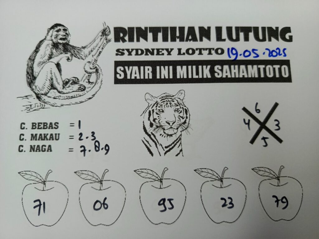 Syair Rintihan Lutung SYDNEY LOTTO Hari Ini Senin, 19 Mei 2025