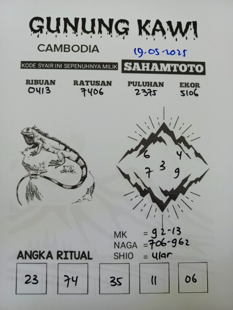 Syair Gunung Kawi Cambodia pools Hari Ini Senin, 19 Mei 2025