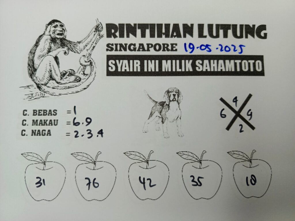 Syair Rintihan Lutung SINGAPORE Pools Hari Ini Senin, 19 Mei 2025