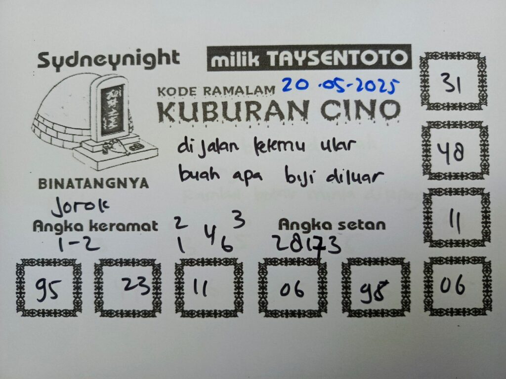Syair Kuburan Cino SydneyNight Hari ini Selasa, 20 Mei 2025