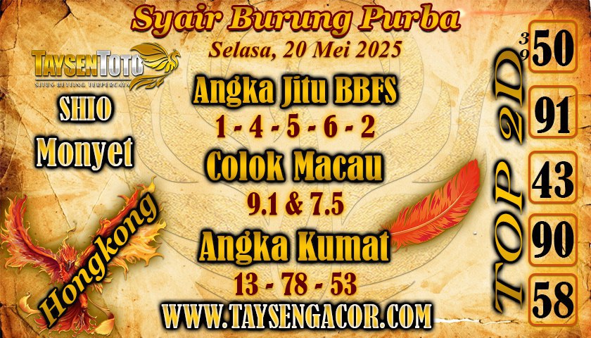 Syair Burung Purba HK Hari Selasa, 20 Mei 2025