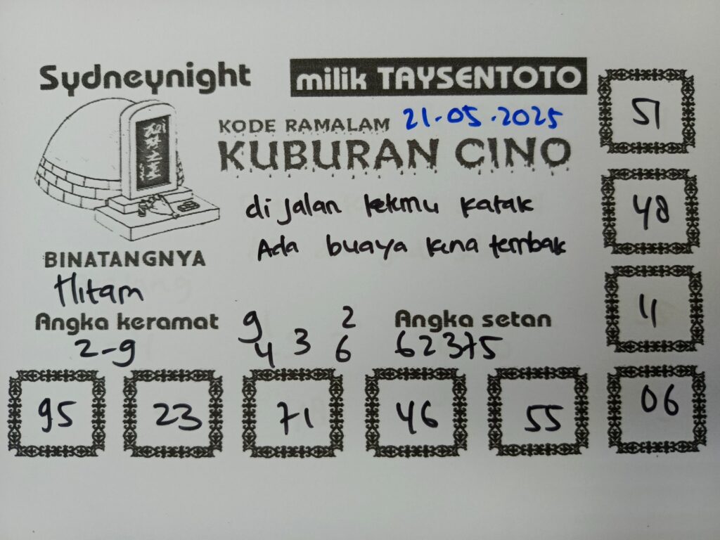 Syair Kuburan Cino SydneyNight Hari ini Rabu, 21 Mei 2025