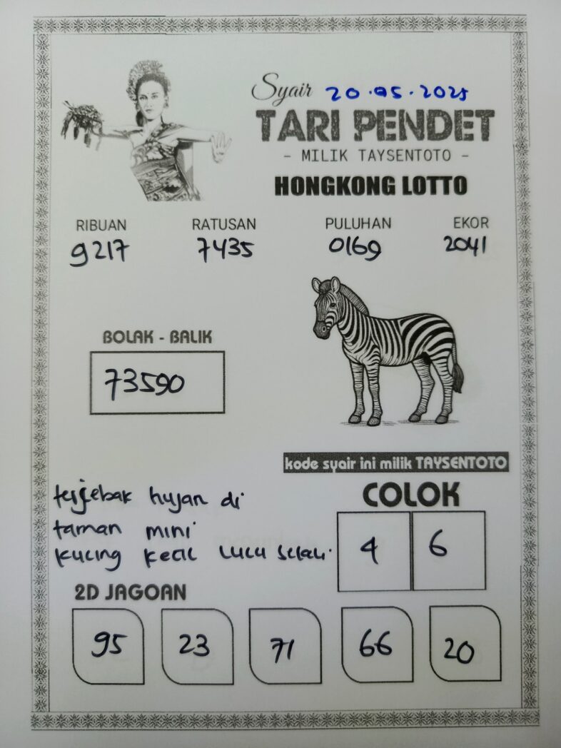 Syair Tari Pendet HK Hari Selasa, 20 Mei 2025