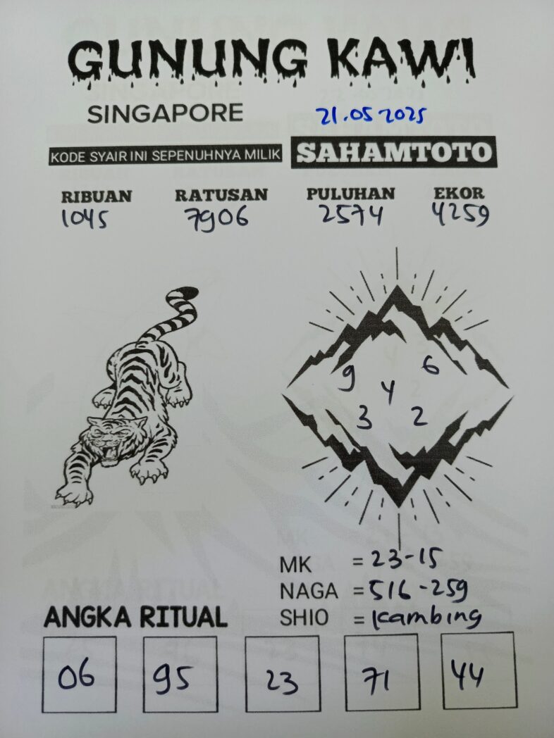 Syair Gunung Kawi SINGAPORE Pools Hari ini Rabu, 21 Mei 2025