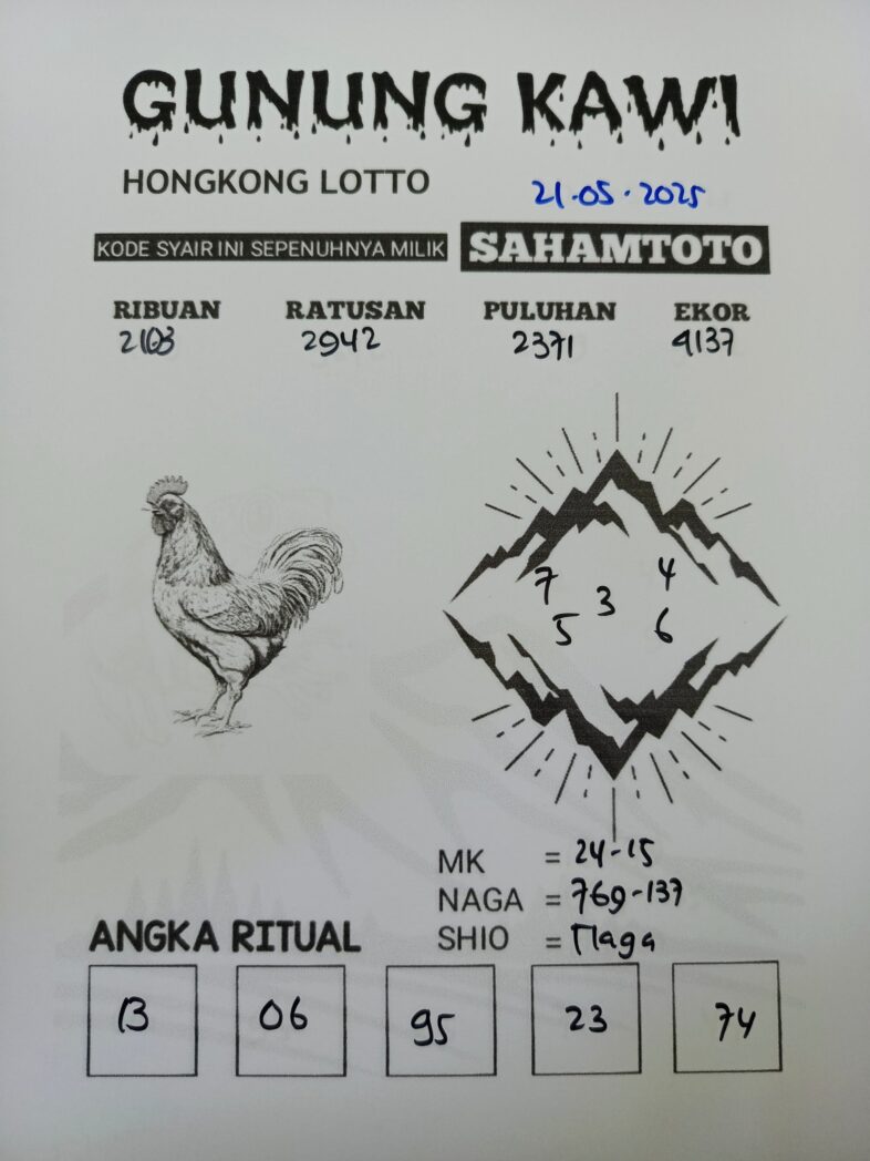 Syair Gunung Kawi HONGKONG LOTTO Hari ini Rabu, 21 Mei 2025