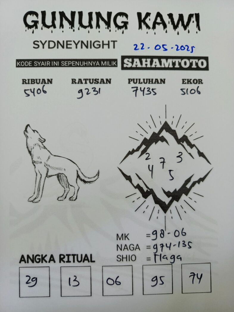 Syair Gunung Kawi SydneyNight Hari ini Kamis, 22 Mei 2025