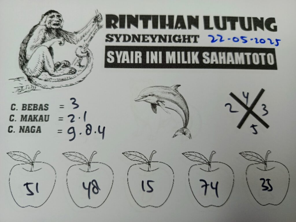 Syair Rintihan Lutung SydneyNight Hari ini Kamis, 22 Mei 2025