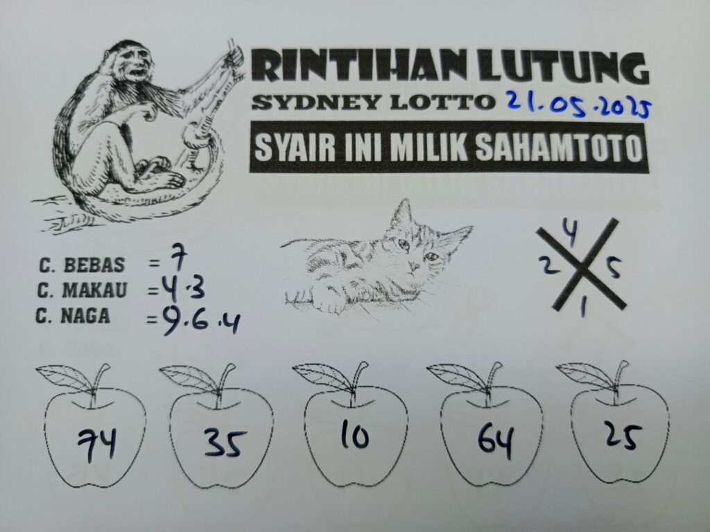 Syair Rintihan Lutung Sydney lotto Pools Hari ini Rabu, 21 Mei 2025