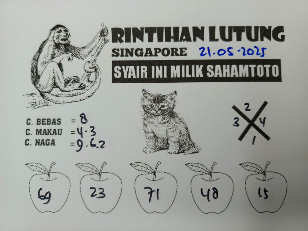 Syair Rintihan Lutung SINGAPORE Pools Hari ini Rabu, 21 Mei 2025